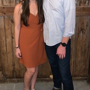 $5 ADD ON Orange faux wrap dress